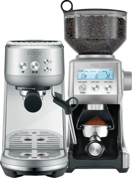 Sage the Bambino Stainless Steel espressomachine + bonenmaler